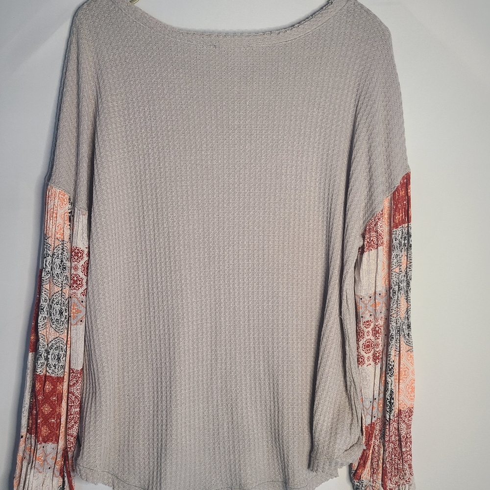 In Loom Patchwork Long Sleeve Waffle Knit Top - Size Medium - Picture 2 of 10